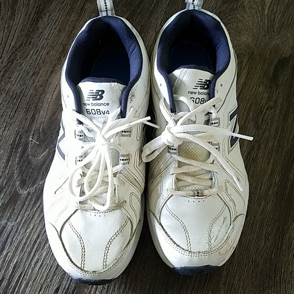 New Balance White and Navy Sneakers  608v4